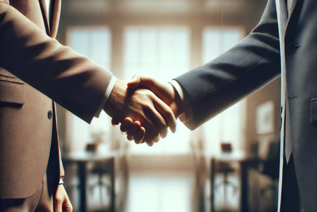 Dois executivos apertando as mãos