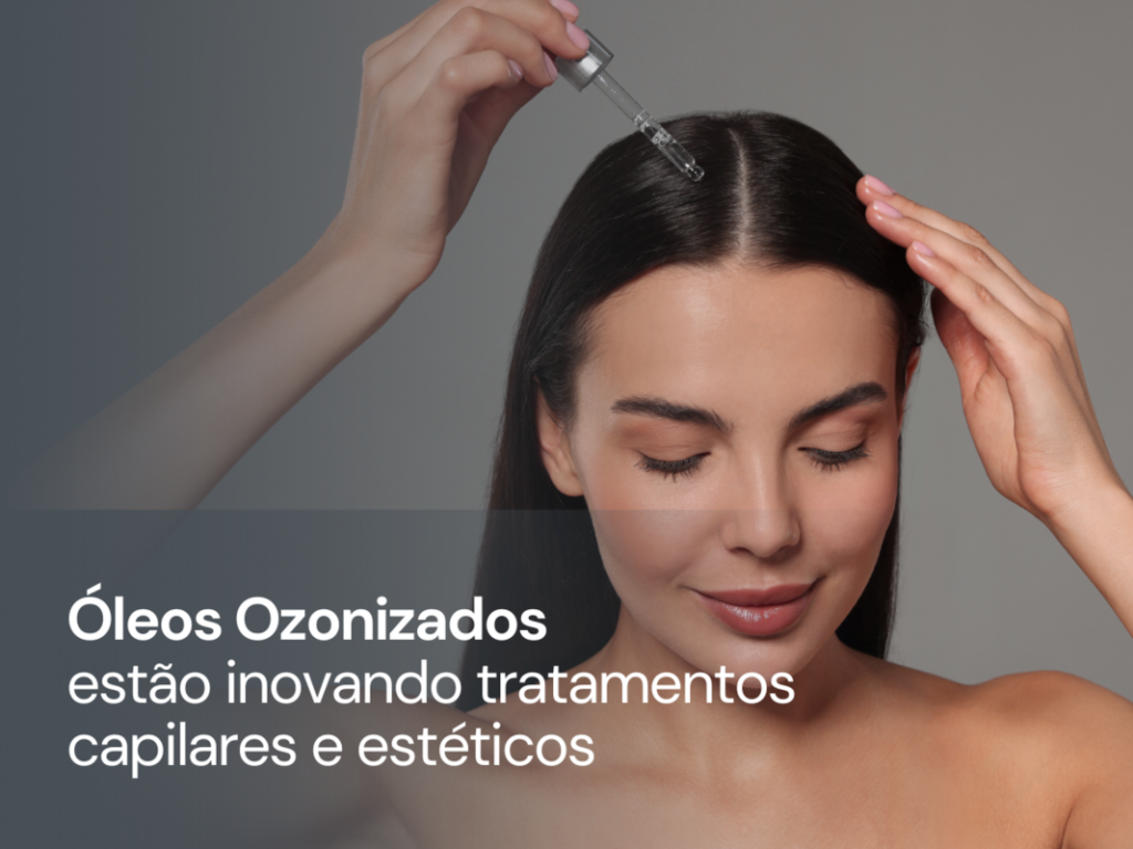 Mulher aplicando óleo capilar.