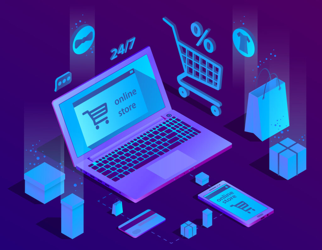 Computador usado para compras on-line