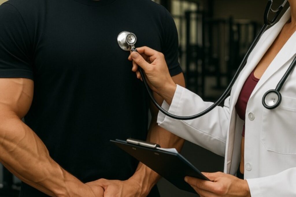 Médica examinando atleta
