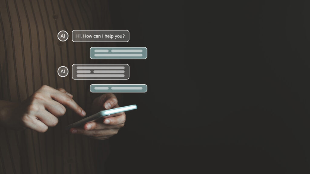 Interação com chatbot de IA em celular