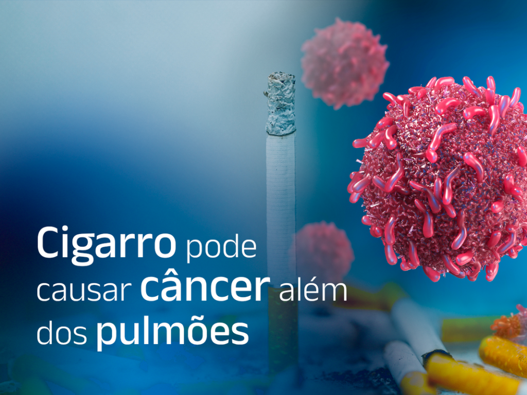 Cigarro e célula de câncer ampliada