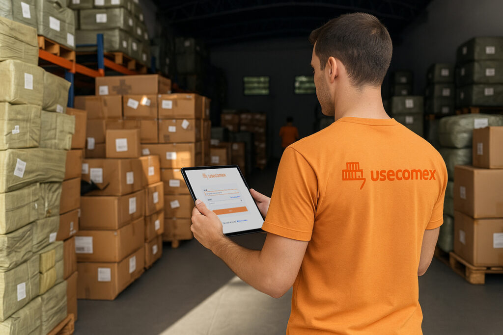 Galpão e tablet com sistema Use Comex