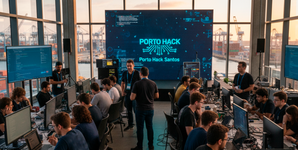 Jovens competindo no Porto Hack Santos