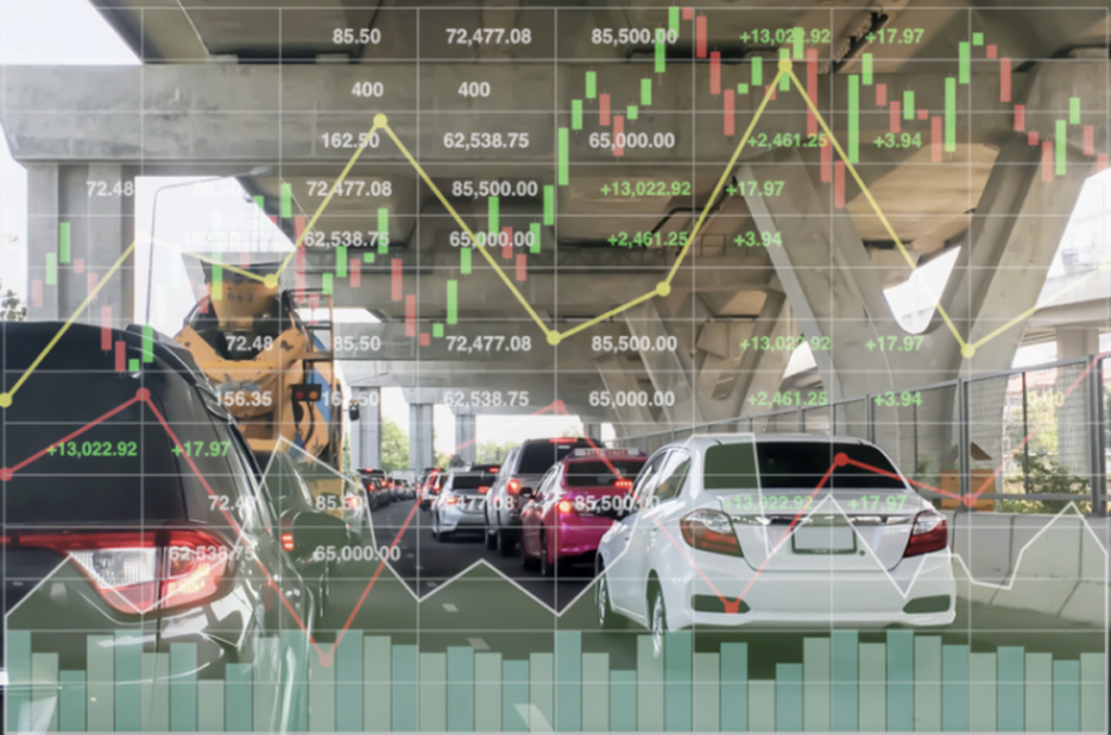 Carros e gráficos sobre o seguro auto
