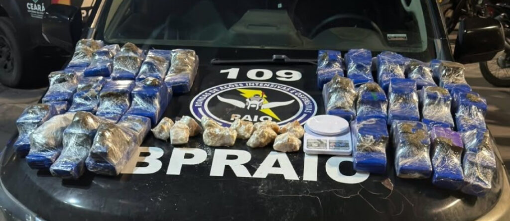 PM do Ceará prende suspeito de tráfico e apreende mais de 33 quilos de drogas em Sobral