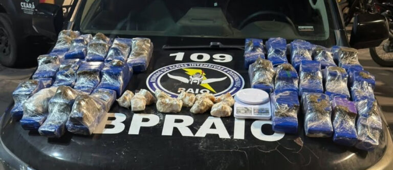 PM do Ceará prende suspeito de tráfico e apreende mais de 33 quilos de drogas em Sobral