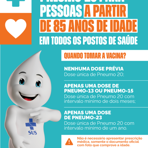 Prefeitura de Fortaleza disponibiliza vacina Pneumo 20 para idosos a partir de 85 anos