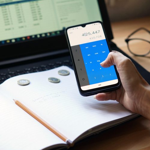 A closeup shot of an entrepreneur working from home on his personal finances and savings